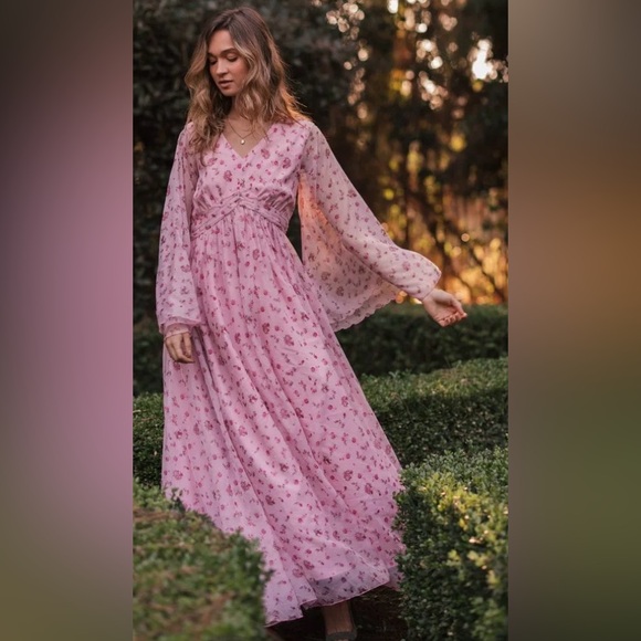 JessaKae Pink Floral Long Sleeve Dress - Picture 1 of 4